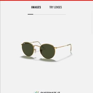Ray-Ban Round Metal Sunglasses with Gold Frame and Green Lens